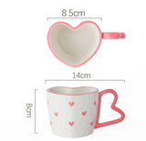 Qfdian  300ml Heart Shape Ceramic Mugs Creative Oatmeal Breakfast Mug Drinkware Set Kitchen with Heart Shape Handle Lovely Festival Gift
