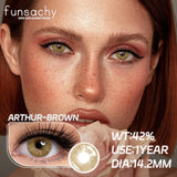 Qfdian  2pcs Color Brown Contact Lenses for Eyes Fashion Natural Gray Softlens Eye Makeup Contacts Yearly Cosmetic Color Lens