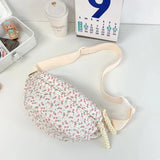 Qfdian  Japanese Ins Sweet Flower Print Women's Handbags All Match Kawaii Fashion Chest Bag Y2k Aesthetic Casual Shoulder Crossbody Bags