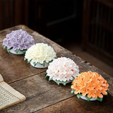 Qfdian  Ceramics Hydrangea Flower Aroma Holder Incense Holder Teahouse Incense Burner Ornament Reed Diffuser Stand Home Fragrance Gifts