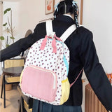 Qfdian  Japanese Kawaii Cute Strawberry Print Backpack Sweet Y2k Fashion Schoolbags Preppy Contrast Color Backpacks for Women Students