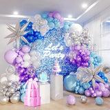 Qfdian  133pcs Blue Purple White Balloons Arch Garland Kit,for Birthday Baby Showers Wedding Graduation Celebration Anniversary Decor