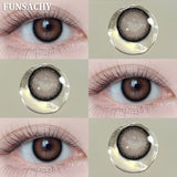 Qfdian  1 Pair Color Contact Lenses Beauty Eyes Pupils Fashion Makeup Beauty Cosmetics Soft Green Natural Brown Lens Yearly Use