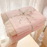 Qfdian  Ins Princess Bedding Set Floral Duvet Cover Set Flat Sheets Set Single Twin Double Size Bed Linen Set Back To School Season