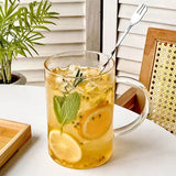 Qfdian  1000ML Glass Cup Large Capacity Drinkware with Handle High Temperature Resistance Water Cup Glass Juice Milk Bottle Kitchenware