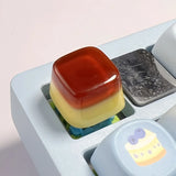 Qfdian DIY Transparent Jelly Pudding Keycap Personalized Cross Shaft Mechanical Keyboard Key Caps Original Dripping 1Pc