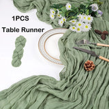 Qfdian  1/2Pcs Sage Green Cheesecloth Table Runner Rustic Boho Table Runners Sheer Gauze for Wedding Bridal Shower Birthday Party Decor