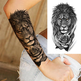Qfdian  Realistic Fake Peony Temporary Tattoos For Women Girl Black Rose Elephant Flower Tattoo Sticker Tiger Anemone Tatoos Half Sleeve