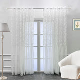 Qfdian  White Lace 3D Rose Curtains Splicing with Romantic Mesh Wrinkle Tulle Curtain for Bedroom Creative Wedding Background Decoration