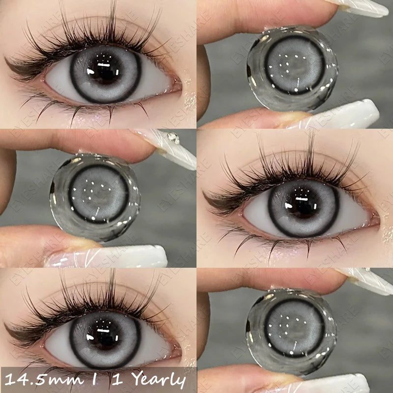 Qfdian 1pair Natural Color Contact Lenses for Eyes Brown Contacts Gray Lenses Fashion Lenses Blue Eyes Contacts Lenses