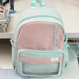 Qfdian  Women Transparent Students Kawaii Cute Ita Bags Patchwork Contrast Color Y2k Schoolbags High-capacity Students Casual Backpacks