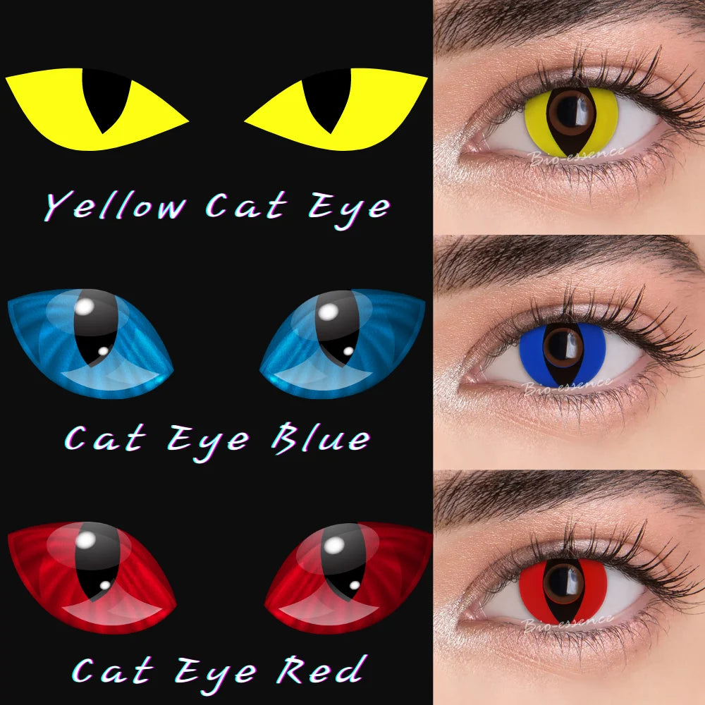 Bio-essence 1 Pair Cosplay Contact Lenses for Eyes Halloween Cat Eye Contacts Anime Accessories Snake Eye Lenses Lizard Lenses