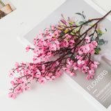 Qfdian Cherry Blossoms Artificial Flowers Baby's Breath Gypsophila Fake Flowers DIY Wedding Home Vase Decoration Faux Flowers Branch