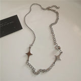 Qfdian  Punk Rock Vintage Star Pendant Chain Necklace For Men Women Charm Hip Hop 90s Y2K Grunge Goth Aesthetic Trendy EMO Accessories