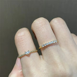 New Fashion Crystal Heart Shaped Cute Wedding Rings For Women Bling Gold Color Engagement Female Party Ring Gift Jewelry