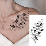Qfdian  Waterproof Temporary Tattoo Sticker Black Line Flower Sexy Totem Body Art Arm Fake Tattoos Sleeve For Women Men Waist Thigh Leg