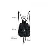Qfdian  Vintage Simple Fashion All Match Backpack Casual Nylon Drawstring Women Schoolbags Pleated Y2k Aesthetic Backpacks for Students