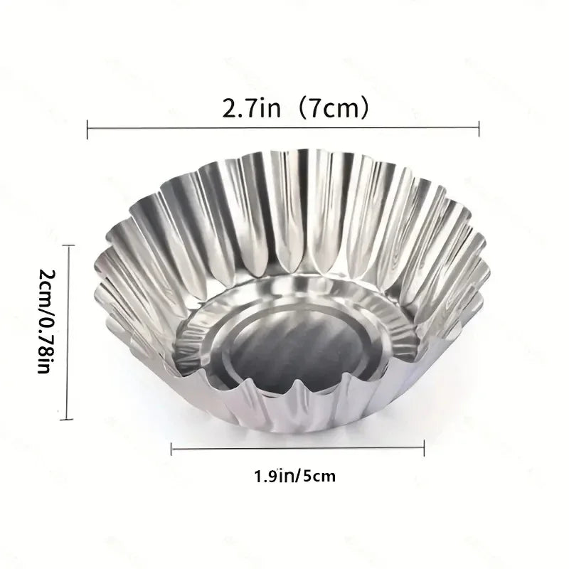 Qfdian Reusable  Aluminum Egg Tart Molds Cookie Pudding Jellies Mould Mooncake Mold Pastry Tools Baking Accessories Kitchen Tools