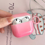 Qfdian New Gradient Pink Gloss Smooth Soft Silicone Case With Keychain For Apple AirPods Pro 2 3 4 1 Wireless Bluetooth Earphone Cover