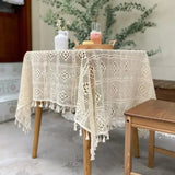 Qfdian  1pc Lace Openwork Tablecloth Retro European Style Lace Crochet Embroidery Coffee Tea Table Cloth Wedding Party Garden Home Decor