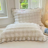 Qfdian  Cute Fluffy Ruffled Home Pillow Cover Pink Plush Pillow Cover Girly Bedroom Decor for Bed Cushion & Home Decoration Bedding Gift