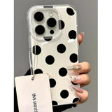 Qfdian Trendy Ins Style Summer Korean Style Simple Personalized Wave Points Phone Case For iPhone 16 15 14 13 12Pro Max Soft Back Cover