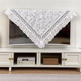 Qfdian  ‌Lace Tablecloth Atmosphere French Light Luxury Style High-end Feeling Dining Table Decoration Home Dust-proof White Tablecloth
