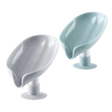 Qfdian 2pcs Drain Soap Holder Leaf Shape Soap Box Suction Cup Tray Drying Rack for Shower Sponge Container Kitchen Bathroom Accessories