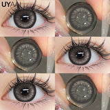Qfdian 0~600 Myopia Black Lenses Gray Lenses Korean Style Big Eyes Lens Colored Contact Lenses with Degree Prescription Contacts