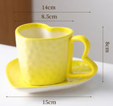 Qfdian  300ml Heart Shape Ceramic Mugs Creative Oatmeal Breakfast Mug Drinkware Set Kitchen with Heart Shape Handle Lovely Festival Gift