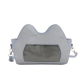 Qfdian Y2k Aesthetic Transparent Women's Handbags Fashion Kawaii Cat Ears Shoulder Bag Japanese All Match Ins Trendy Crossbody Ita Bags