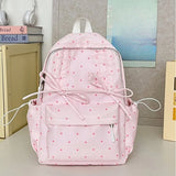 Qfdian Backpacks for Women Students Sweet Dot Chic Bow Schoolbags Y2k Aesthetic Casual Fashion Backpack Trendy Kawaii Girls School Bags