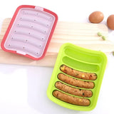 Qfdian Silicone Food Grade Sausage Mould 6 Cavity Homemade Ham Hot Dog Making Tray Household Cake Baking Molds with Lid Kitchen Tools