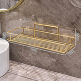 Qfdian Stainless Steel Golden Bathroom Shelf Punch-Free Wall Hanging Toilet Storage Rack Towel Bar Integrated Organize Storage Holder