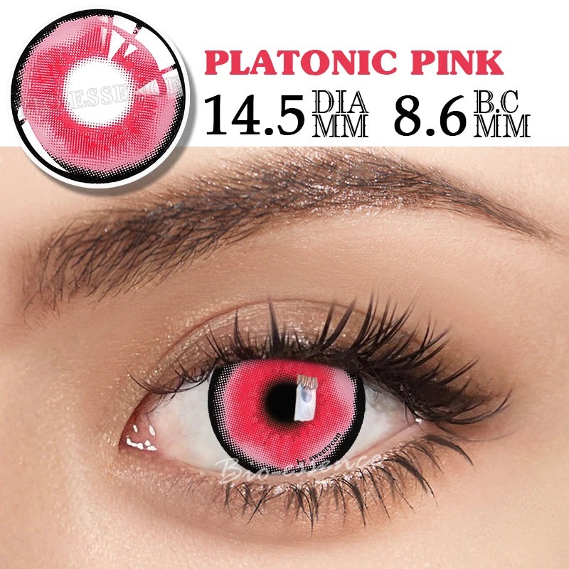 Qfdian 1 Pair Hallowee Contact Lenses for Eyes Cosplay Lenses Anime Lenses Anime Accessories  Lenses Black Lenses Pink Lens