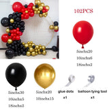 Qfdian  Red Black Balloon Garland Kit Gold Confetti Party Birthday Ballon Arch Casino Theme Wedding Graduation Decorations Helium Globos