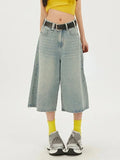 Qfdian  Korean Streetwear High Waisted Versatile Women's Straight Cropped Shorts Summer New American Retro Loose Women Wide Leg Jeans