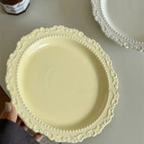 Qfdian  French Relief Ceramic Plate Vintage Ceramic Dishes High-end Dining Dishes Dessert Western Cuisine Plate Serving Plates Tableware