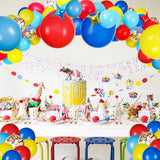 Qfdian  Carnival Circus Balloon Garland Kit Red Blue Yellow Rainbow Confetti Balloon Arch Star Foil Ballon Birthday Carnival Party Decor