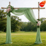 Qfdian  2 Panels-6 Yards Wedding Arch Draping Fabric Sage Green Chiffon Fabric Drapery Party Ceiling Drapes Archway Drapes for Wedding S