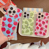 Qfdian INS Korea Fruit Pear Strewberry Phone Case For Iphone 15ProMax 16Pro 13 14 15 16 Pro Max 16ProMax 14Pro Cover Fundas