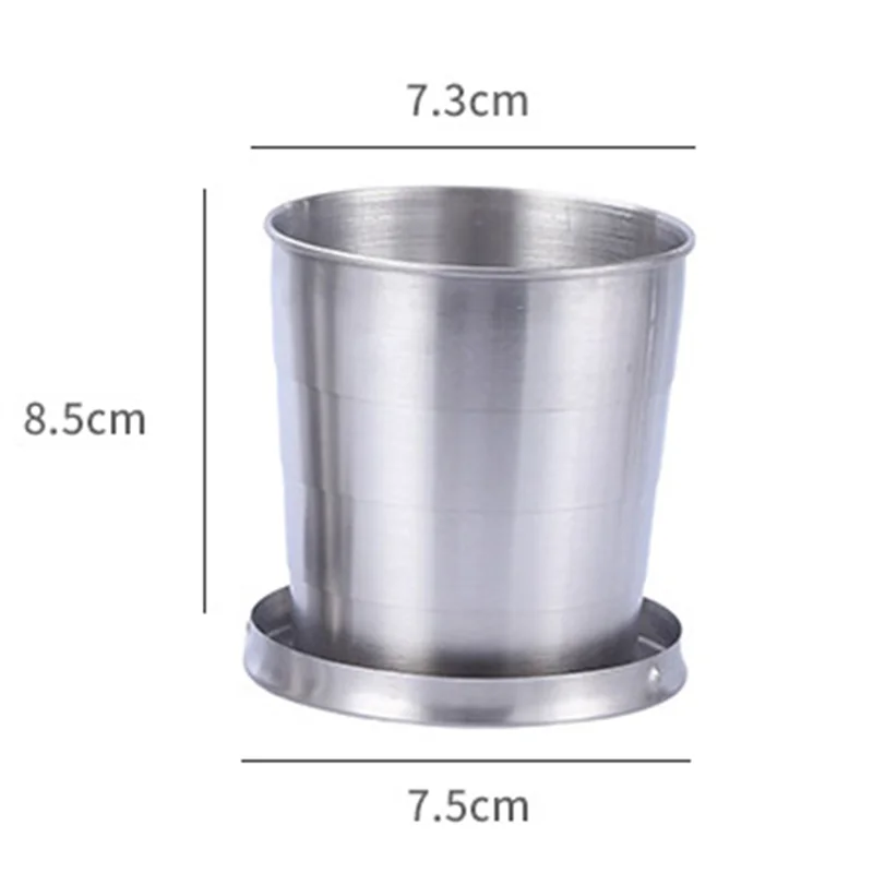 Qfdian Portable Stainless Steel Foldable Cup 75ml/150ml/250ml Outdoor Travel Collapsible Coffee Mug Telescopic  Hiking Camping Water