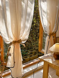 Qfdian  1pc Japanese linen rod wrapped black edge living room study dust curtain