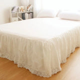 Qfdian 1Pc High Quality Pure Cotton Lace Bed Skirt, Bedspread, Bed Sheet, Bed Cover, Luxury Korean Princess Wedding Bedding Set