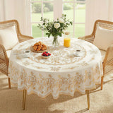 Qfdian  New Waterproof Tablecloth Oil-proof Anti-scalding Wash-Free Round Dining Table Cloth Household Living Room Light Luxury Nordic