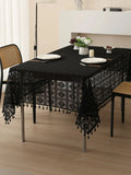 Qfdian  1pc Lace Openwork Tablecloth Retro European Style Lace Crochet Embroidery Coffee Tea Table Cloth Wedding Party Garden Home Decor