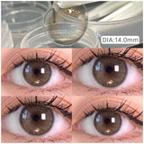 Qfdian  1 Pair Color Contact Lenses with Diopters Brown Lens Big Eyes Colored Makeup Natural Eye Lens Beautiful Gray Pupils Lens