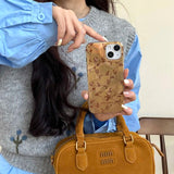 Qfdian Golden glacier ins autume flower fundas for iphone 16promax 13 14pro 16 15 pro max 15promax 13pro 14 shockproof phone case