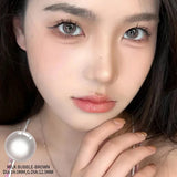 Qfdian  1 Pair/2pcs Color Contact Lenses for Bubble Series Eyes Fashion Natural Pupils Beauty Lens Eyes Myopia Lens Brown Lens