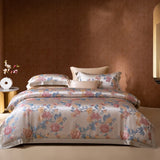 Qfdian 22 Momme Natural Mulberry Silk Luxury Bedding Set Yarn-dyed Jacquard Silk Cotton Duvet Cover Flat Sheet With Pillowcases 4Pcs